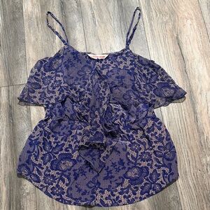 Rebecca Taylor 100%Silk Navy Floral blouse